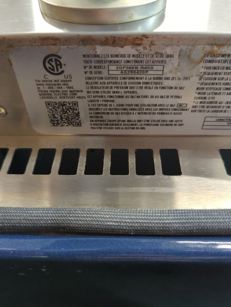 Monogram Professional 36 in. Gas Range with Self Cleaning Convection Oven Stainless Steel