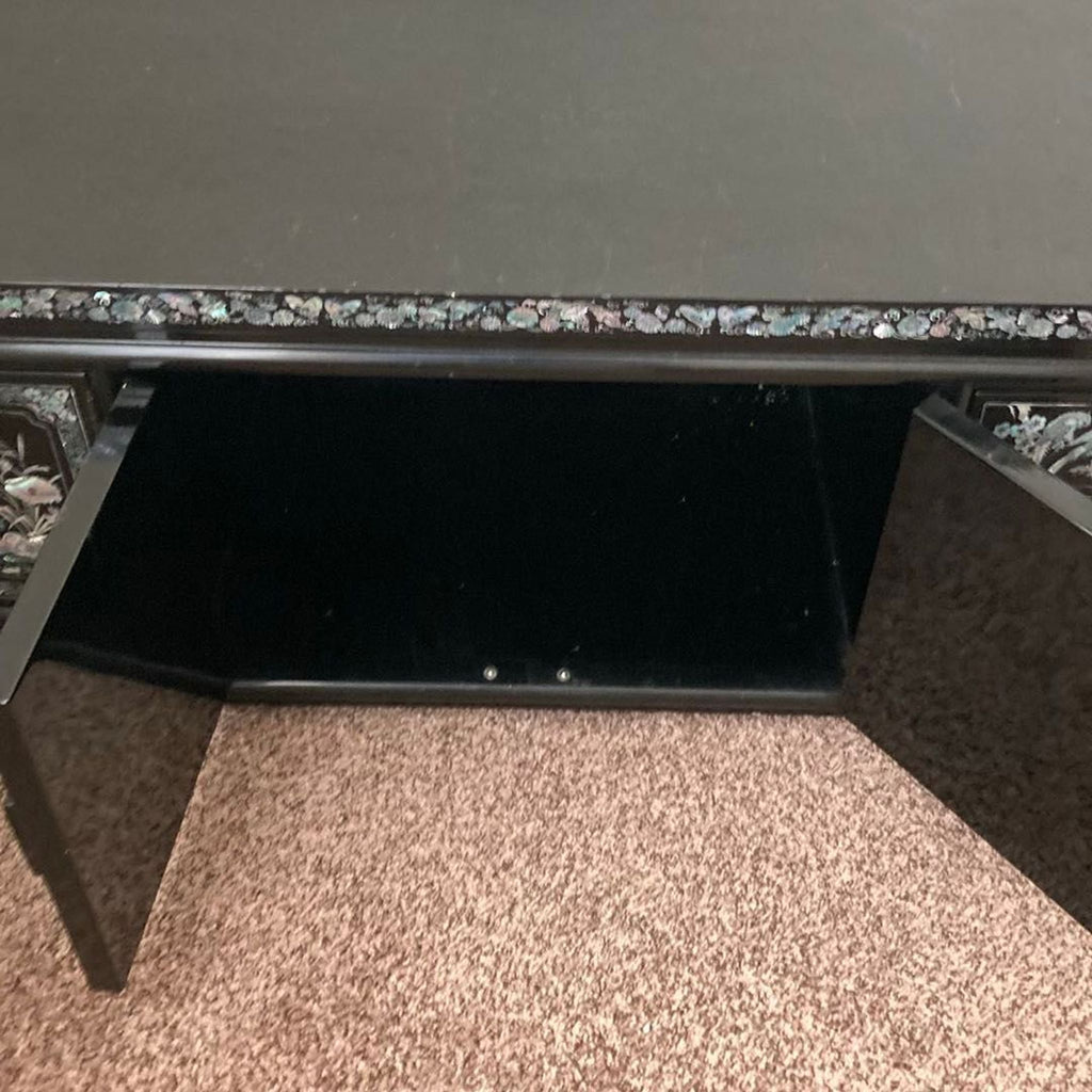 Black Lacquer Dresser with Mother of Pearl Inlay and Asian Inspired Design