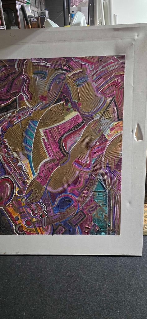 Abstract Musician Signed Acrylic Paintong by Vadik Suljakov