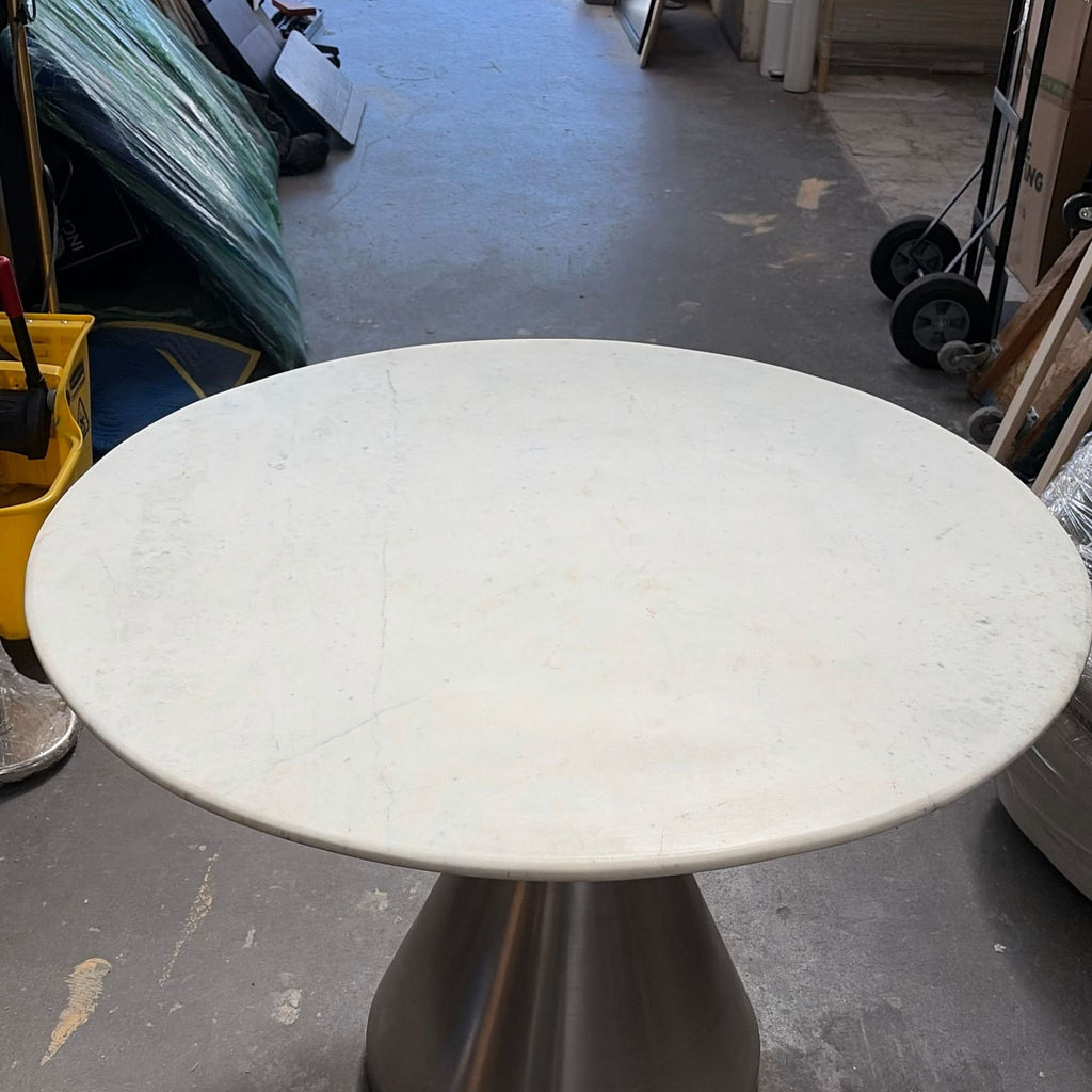 West Elm Silhouette Pedestal Marble Dining Table.