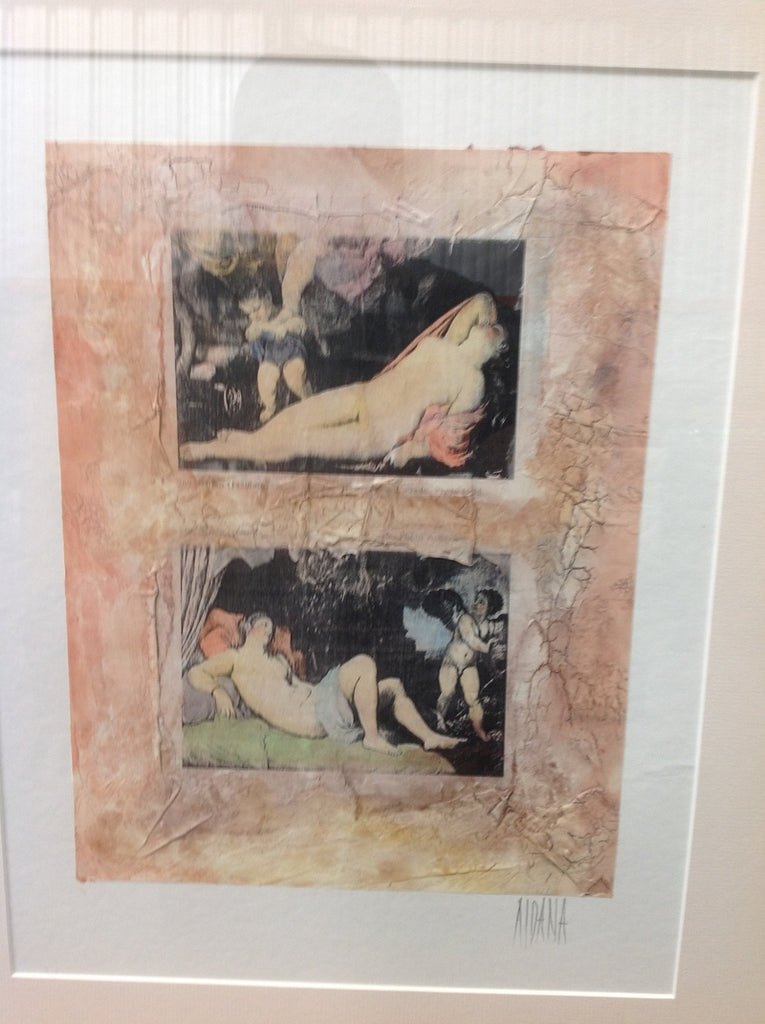 2. Close-up of Reperch "Print of Angels Sleeping" shows pastel artwork of resting angels with soft textures.