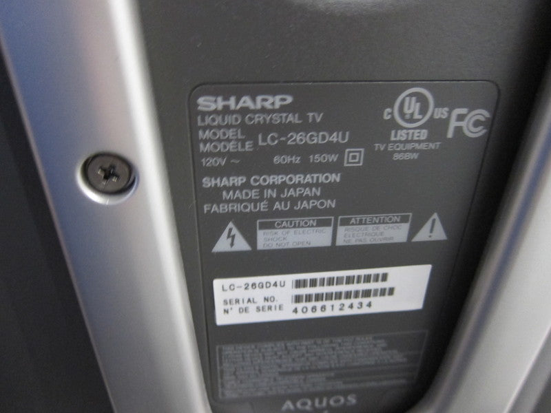 Sharp Aquos LC-26GD4U Liquid Crystal TV