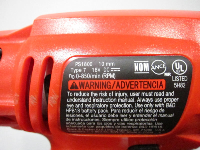 Black & Decker PS1800 18V Cordless Drill