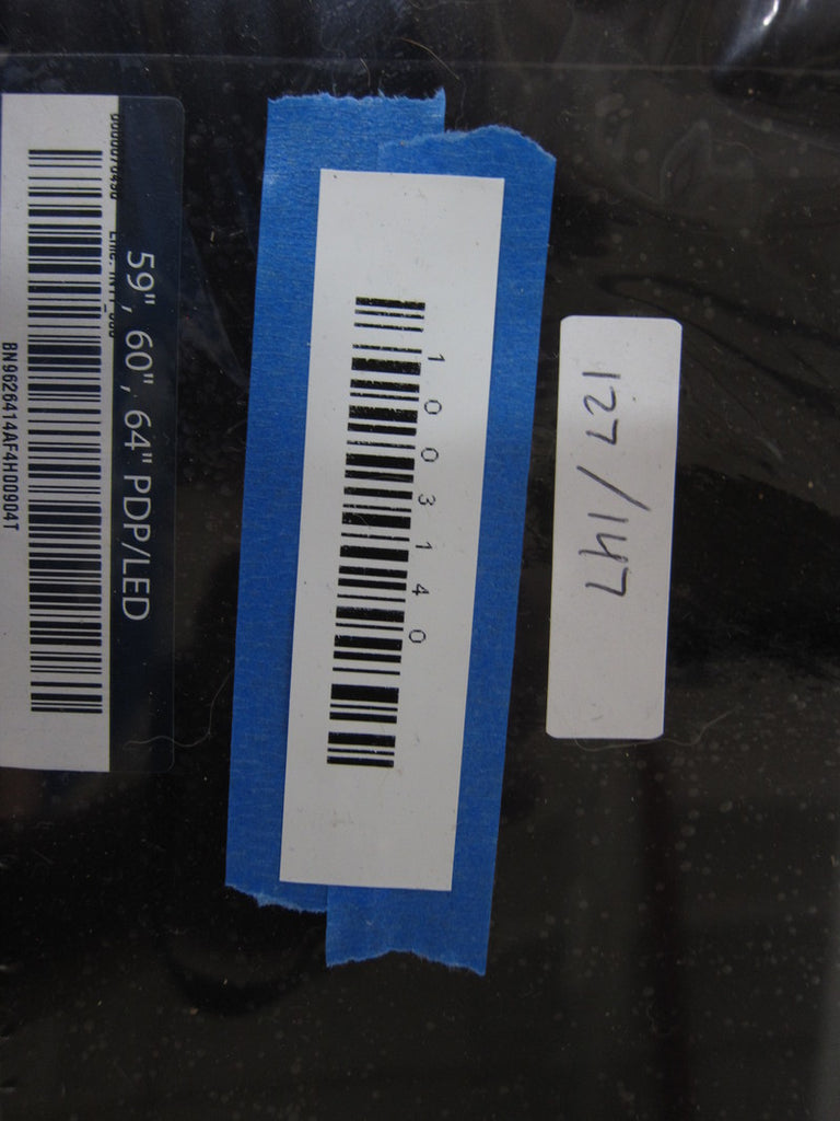 2. Close-up of barcodes and labels on Reperch PDP/LED Television Stand, showing identifying product stickers.  