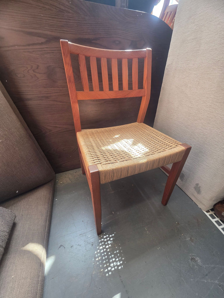Set of 8 Danish Modern Solid Wood Dining Chair with Woven Seat