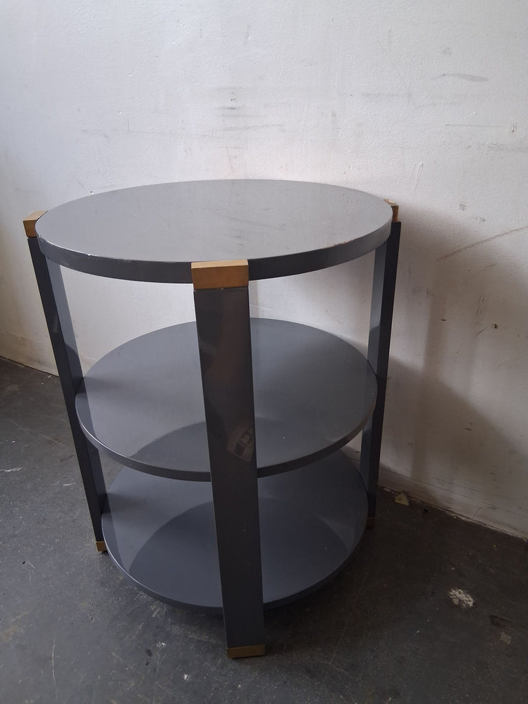 Andrew Martin by Sonder Living Gray Round Side Table with Brass Accents