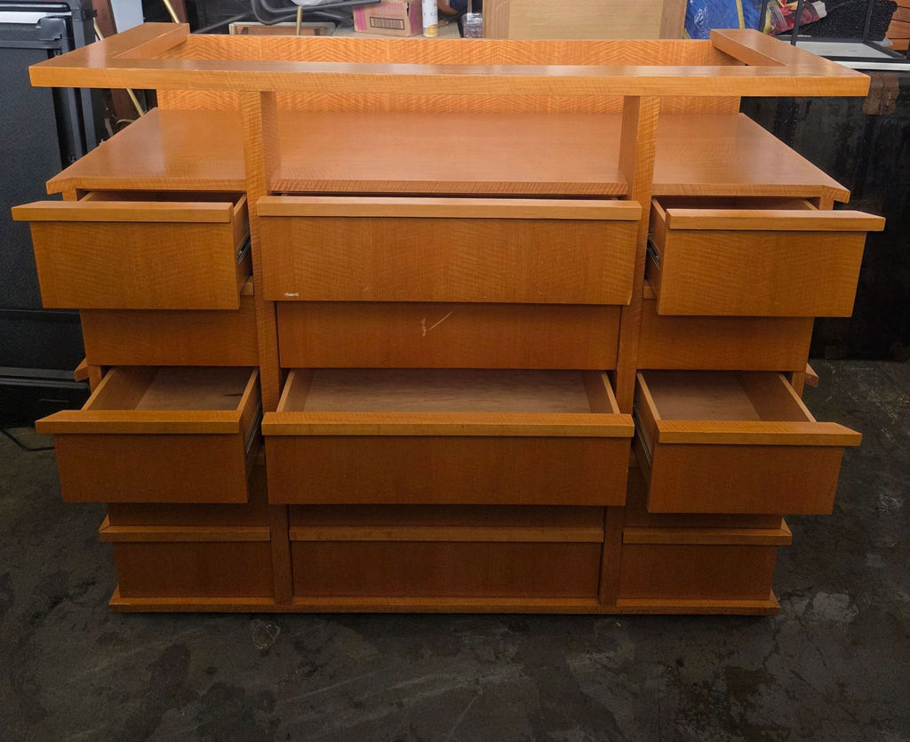 Spacious 15-Drawer Wooden Dresser with Shelf Top designed by Paul Dierkes