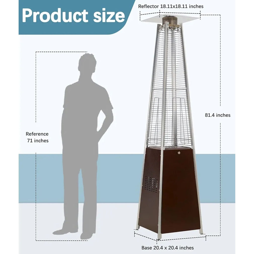 Stylish Navine patio heater featuring a wide top, solid base, and protective cover, perfect for patios and events.
