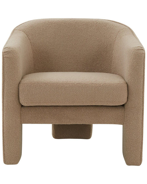 Front view of a Reperch lounge chair in beige fabric, featuring plush cushioning and rounded arms.  