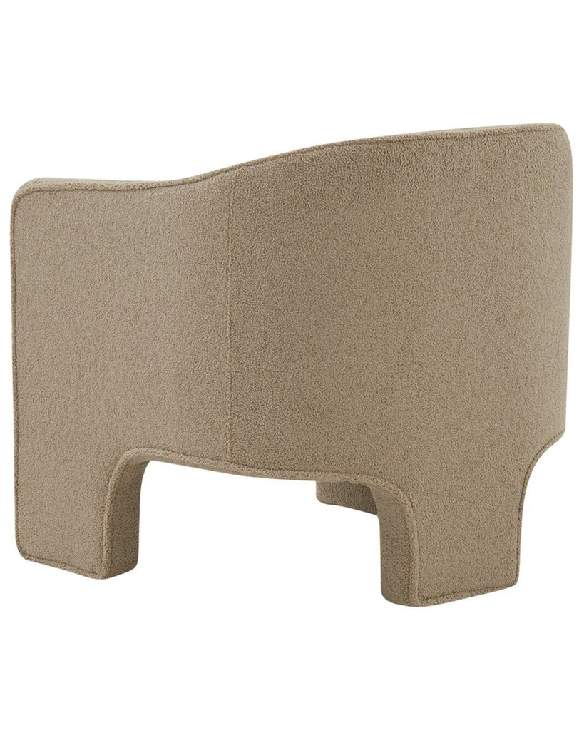 Back angle of the Reperch lounge chair in beige, showing a curved design and textured upholstery.