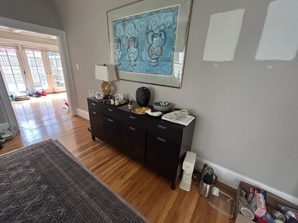 Certainly! However, it seems that the images themselves or any specific details about the sideboard or credenza item are missing from your message. Could you please provide the descriptions of the images or details about the item, so I can create accurate and relevant alt texts for you?