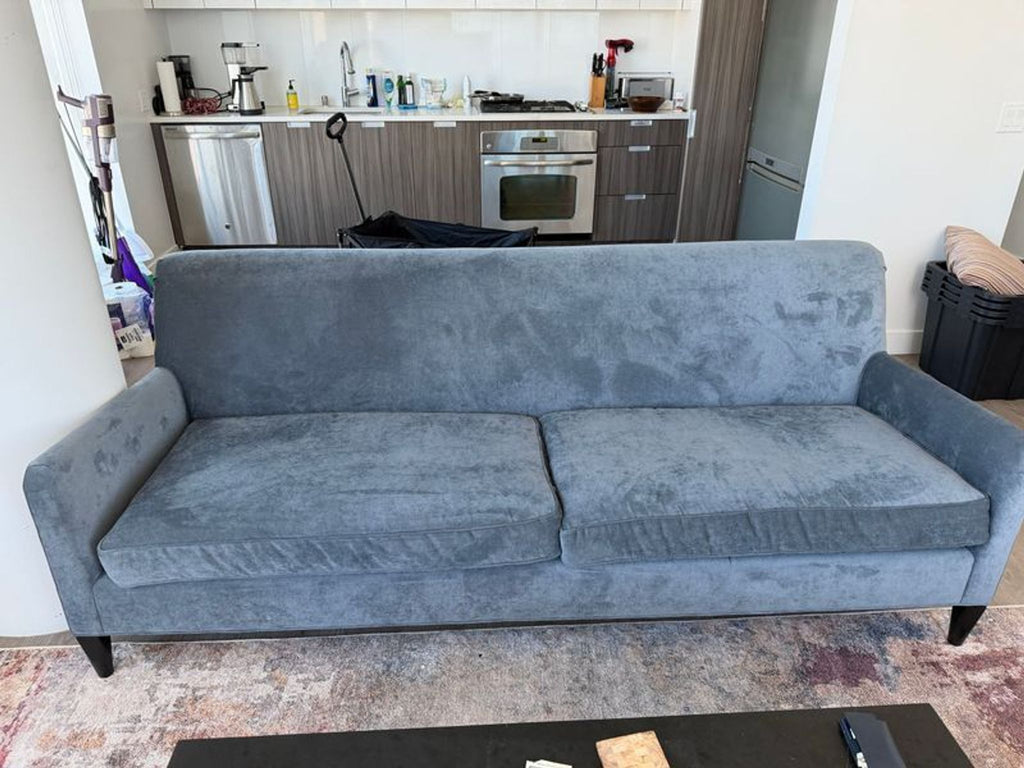 1. Mitchell Gold and Bob Williams Sloane 3-seat mid-century modern sofa with clean lines and plush cushions.  
