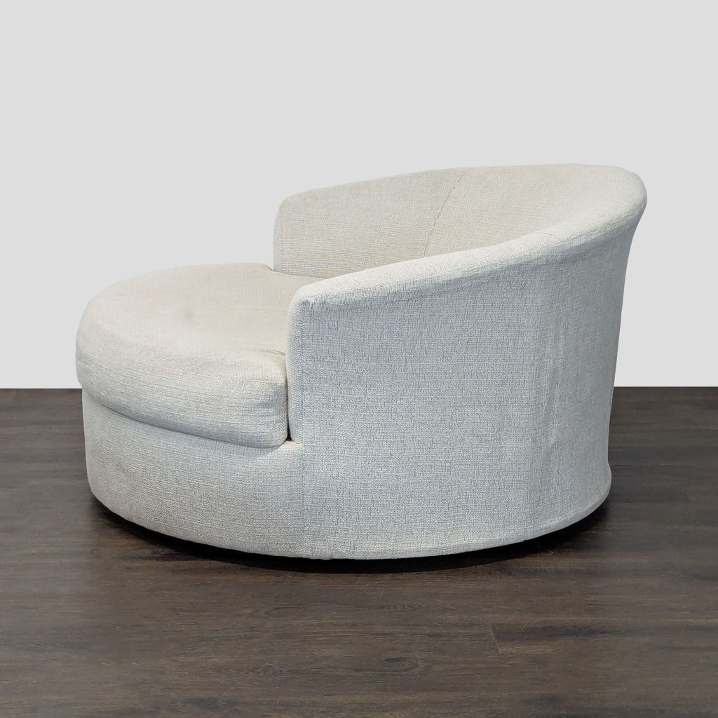 Ashley Furniture Modern Round Swivel Lounge Chair in Light Beige