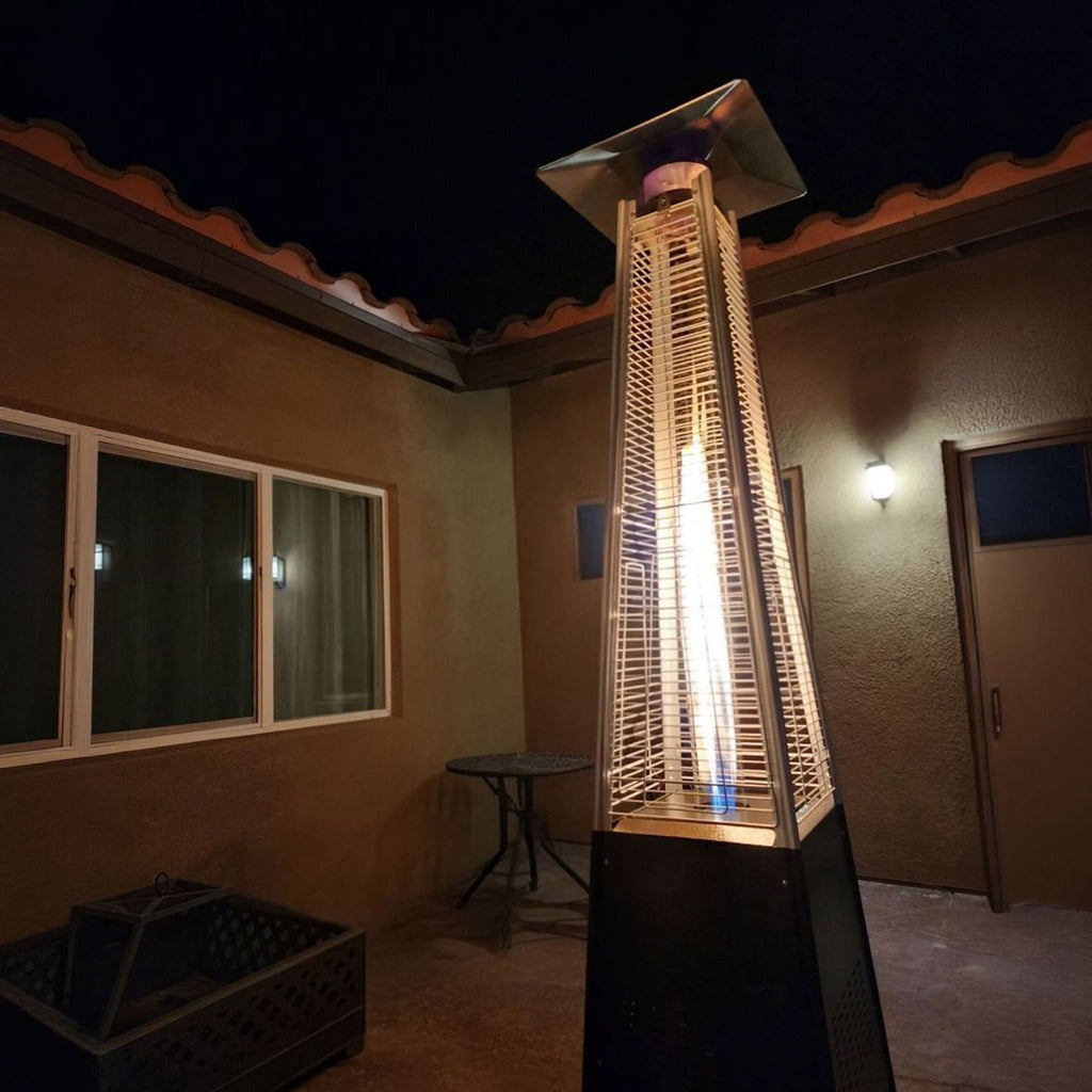 Navine outdoor patio heater, 81.4-inch tall, modern design, with cover, ideal for outdoor warmth and gatherings.  