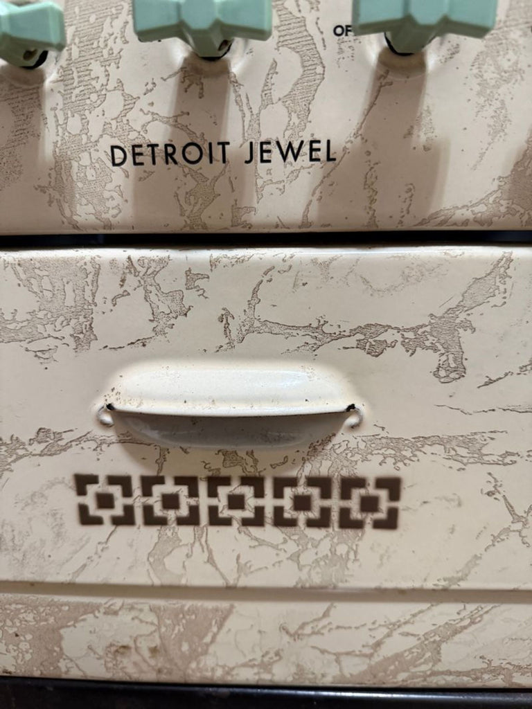 Vintage 1930s Detroit Jewel Gas Stove and Oven Combo, Cream and Black, Retro Kitchen Appliance