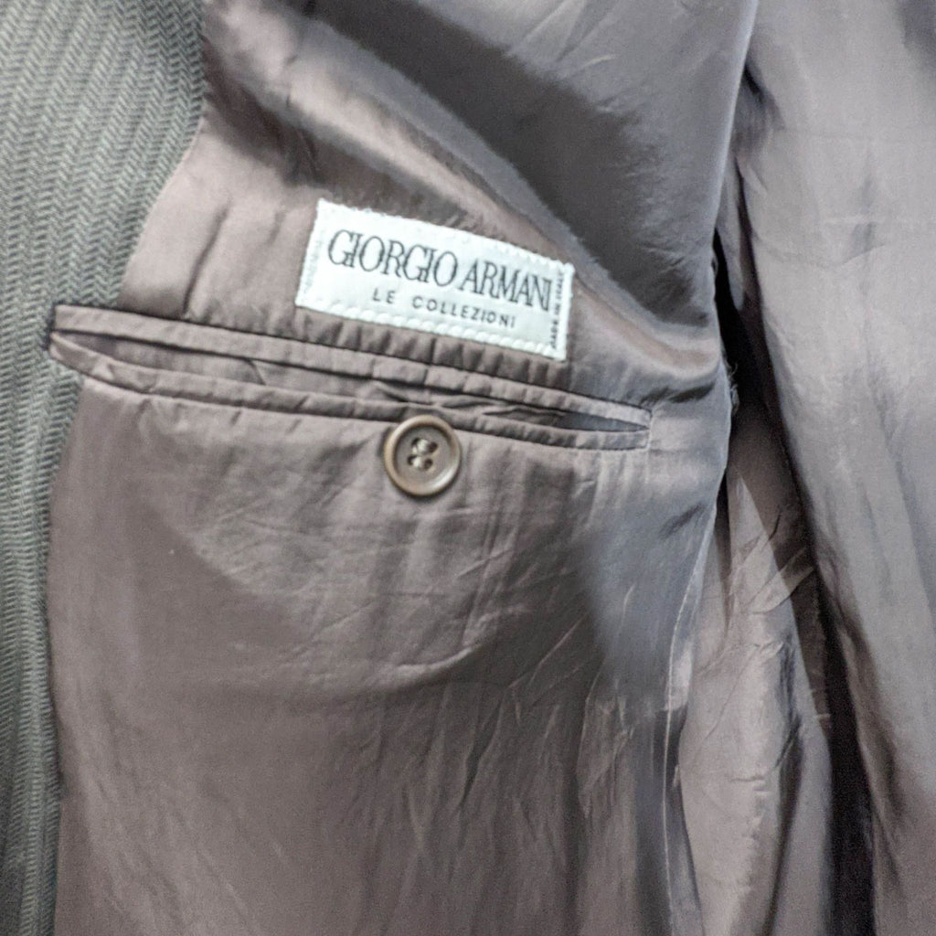 Interior pocket label displaying "Giorgio Armani Le Collezioni".