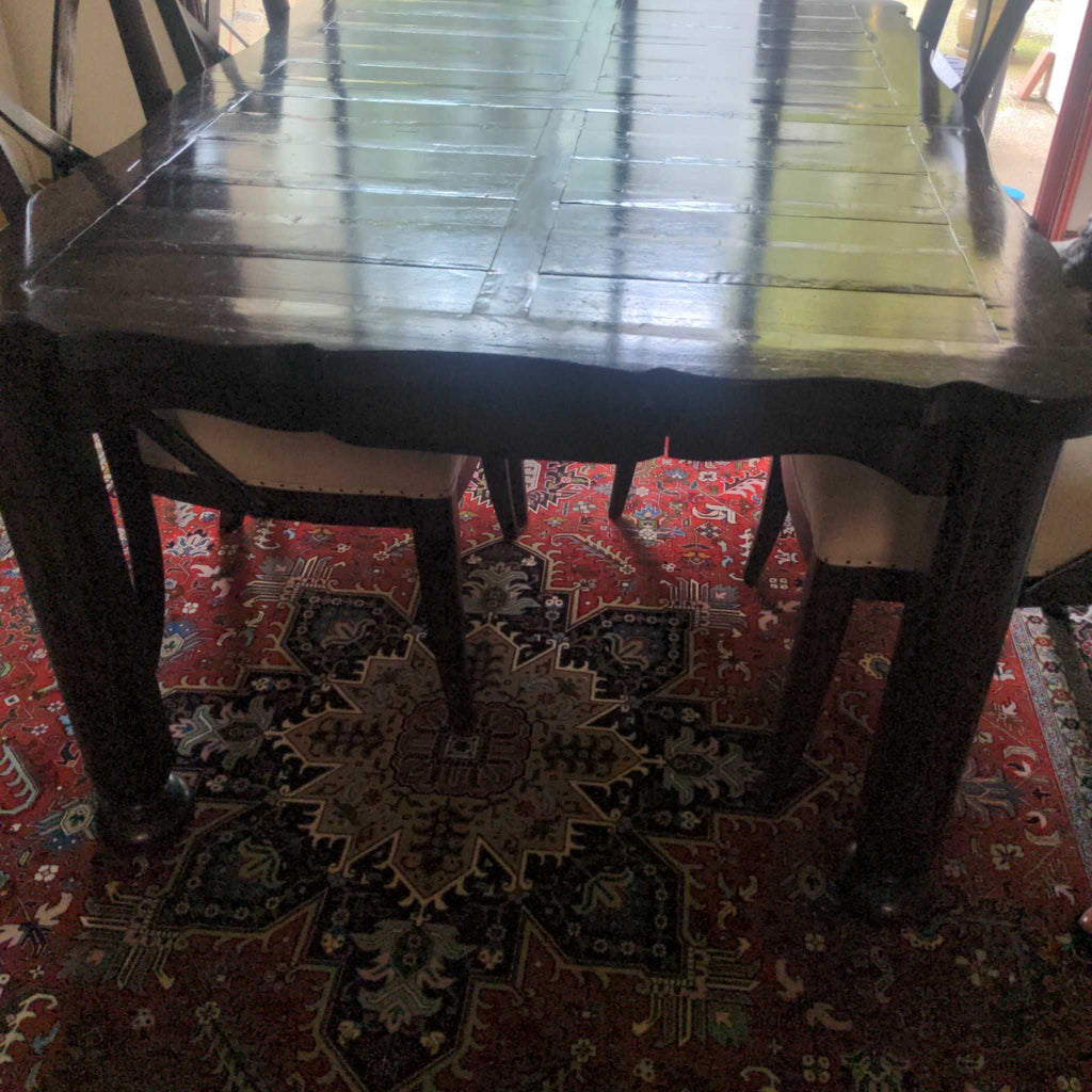 Certainly! However, I don't see the image attached or a full description for the dining set item. Could you please provide the image or its description? This will help me create three distinct summarized alt texts, each under 100 characters, as you requested.