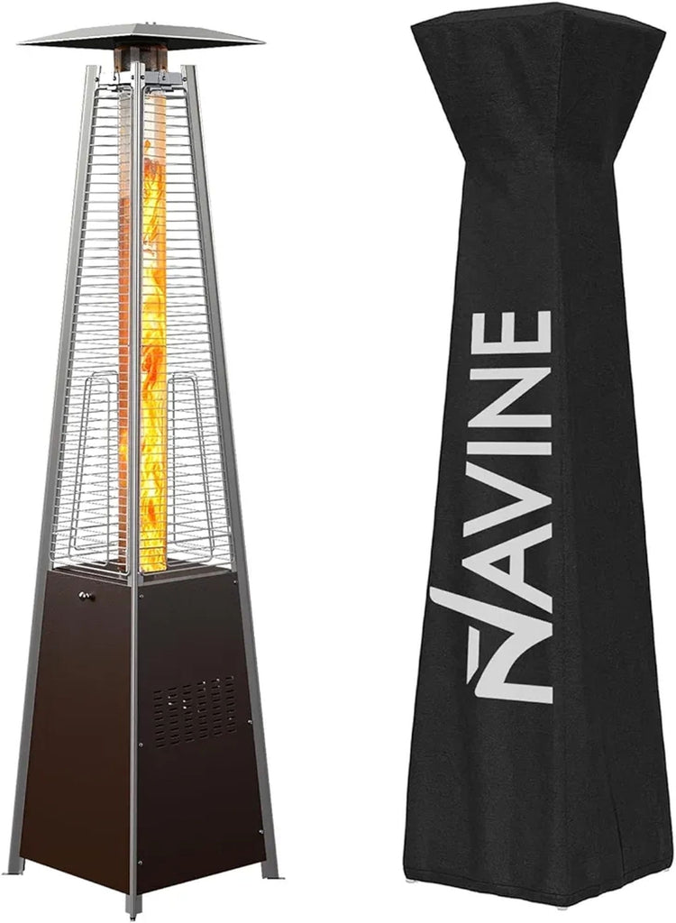 1. Outdoor Patio Heater in stainless steel, standing upright for efficient outdoor heating.