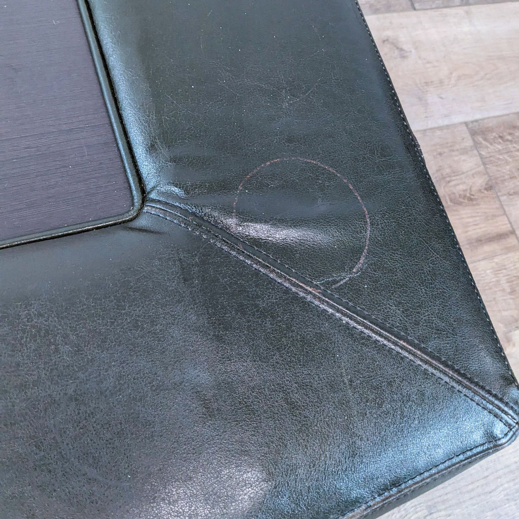 Leather Coffee Table with Wood Center