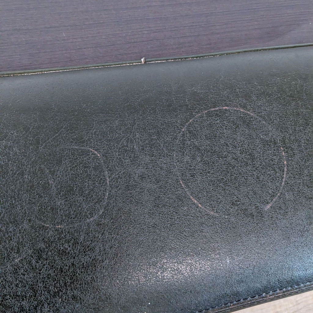 Leather Coffee Table with Wood Center