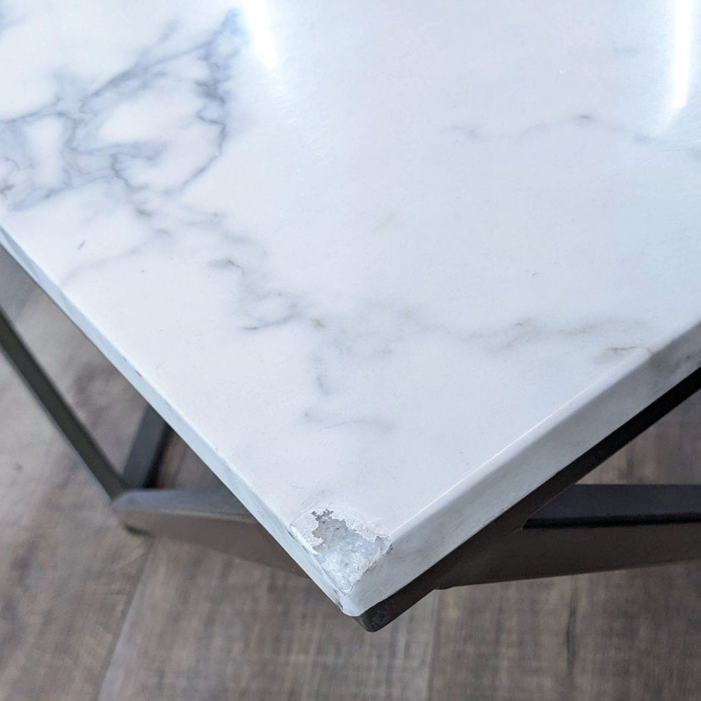 Marble Top Geometric Base Coffee Table