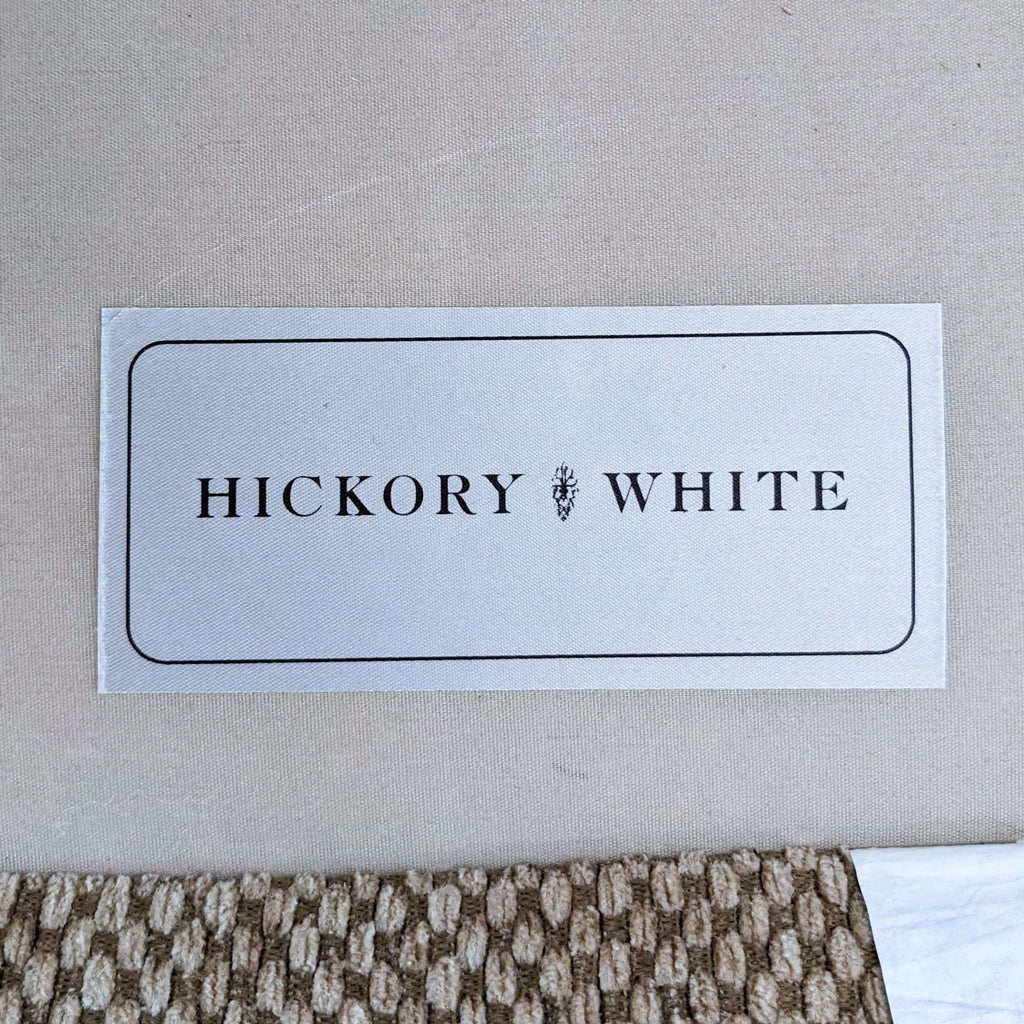 Hickory White label on a custom-made sofa.