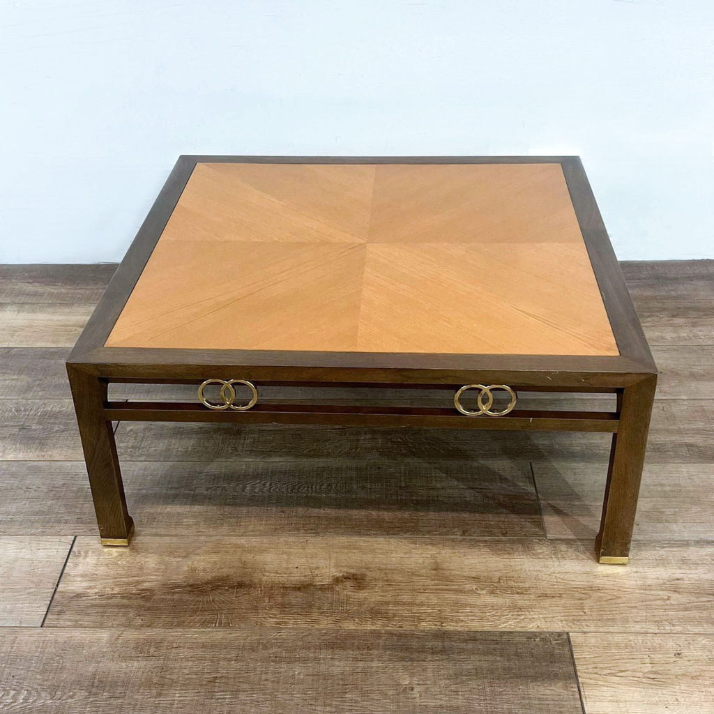 Wood Coffee Table with Inlaid Top