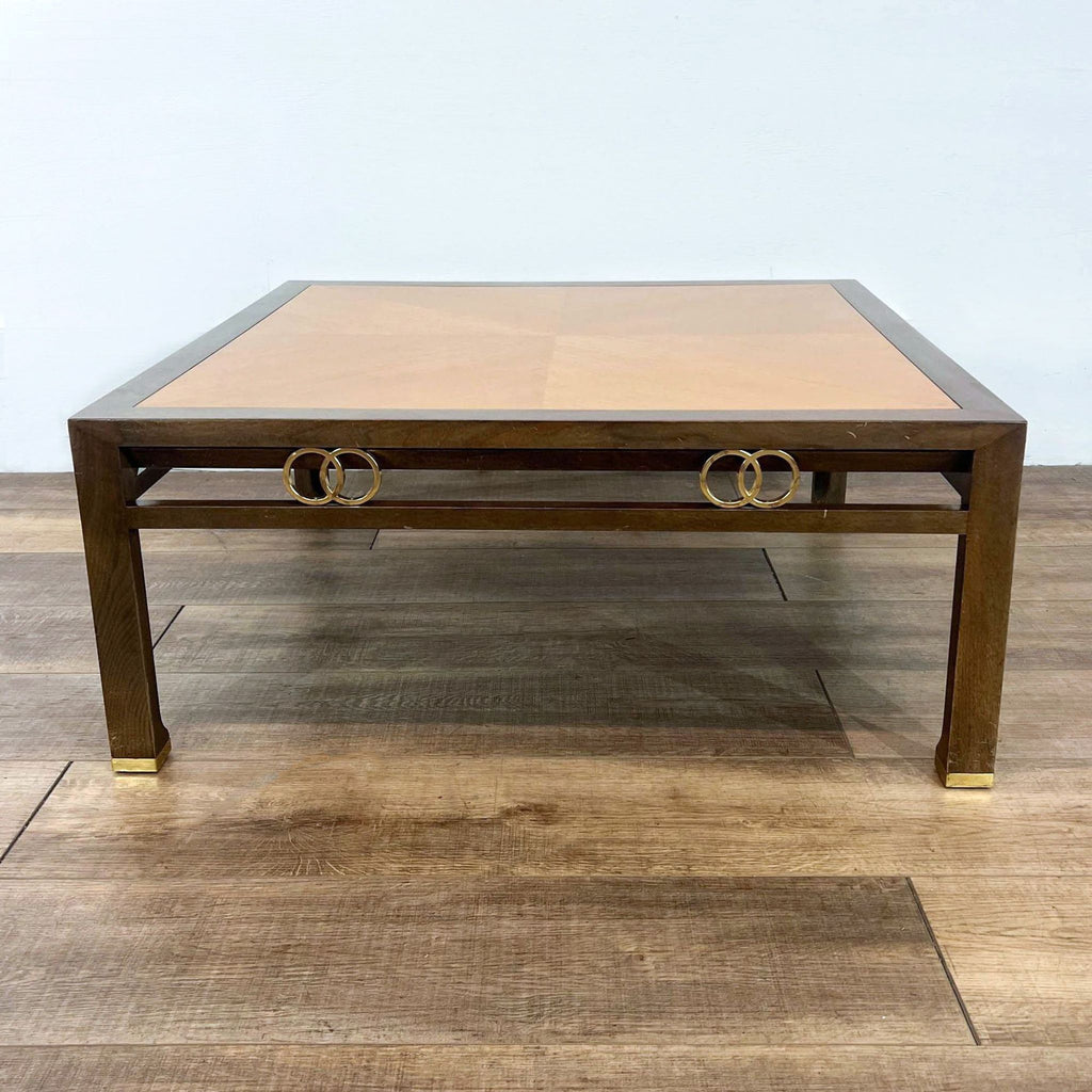 Wood Coffee Table with Inlaid Top