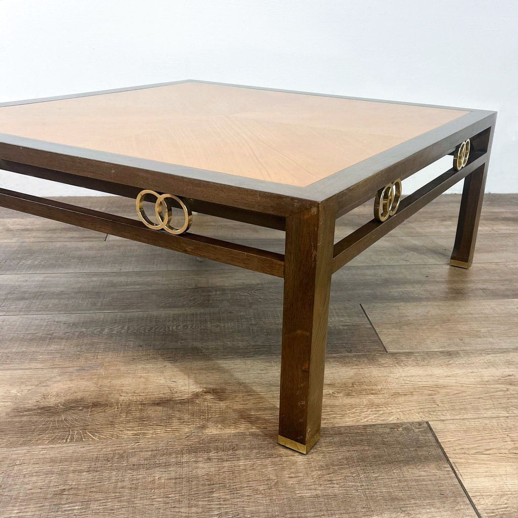 Wood Coffee Table with Inlaid Top