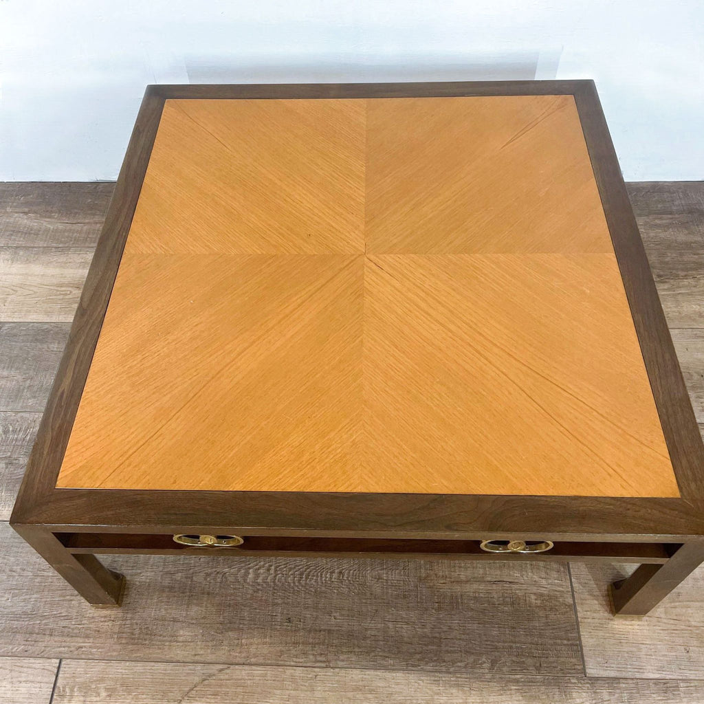 Wood Coffee Table with Inlaid Top