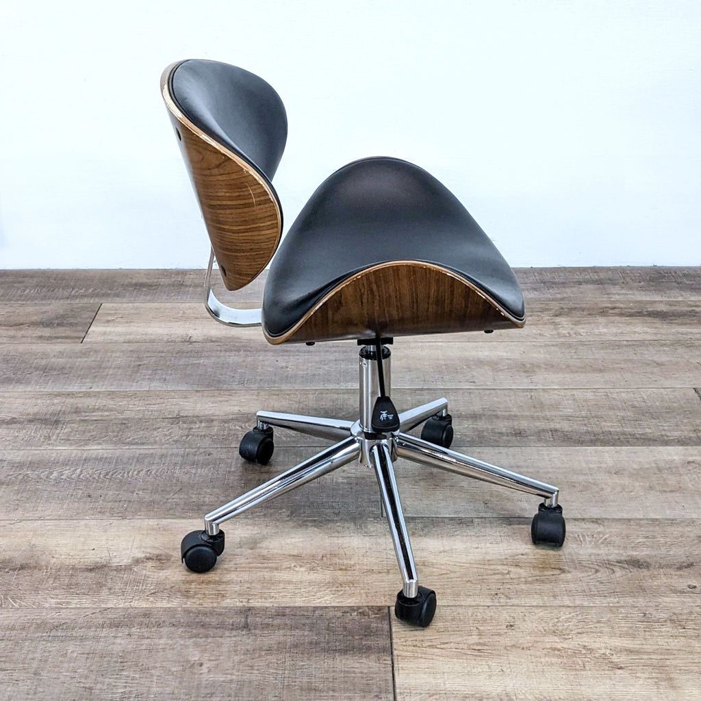 Modern Wood And Faux Leather Task Chair