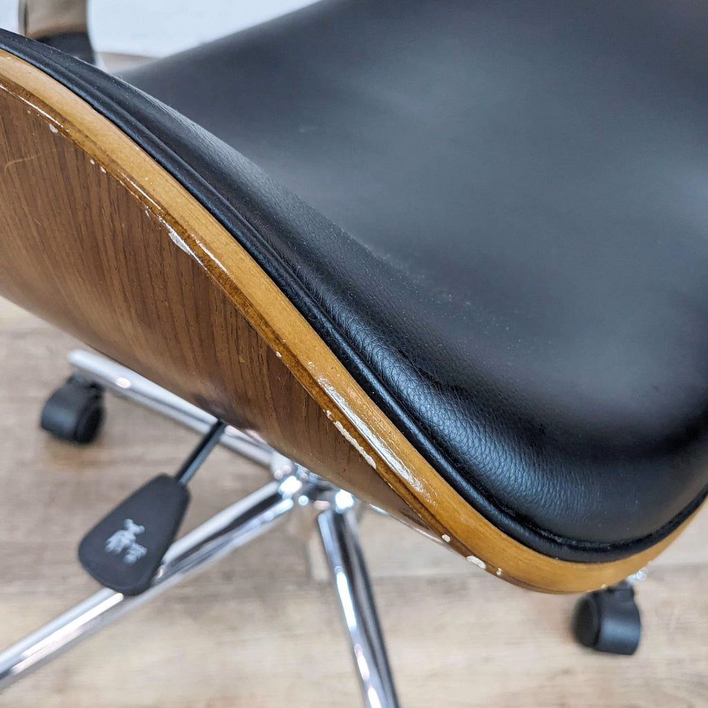 Modern Wood And Faux Leather Task Chair