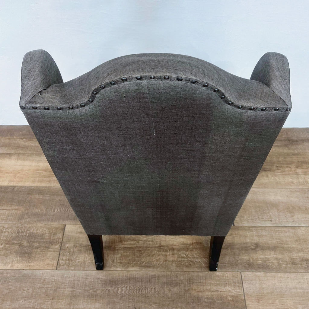 Transitional Charcoal Gray Wingback Chair