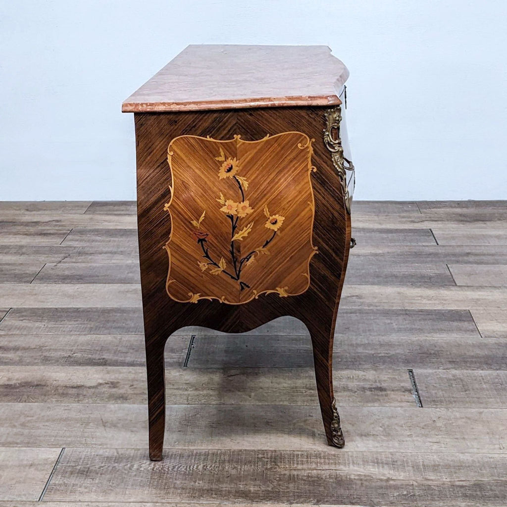 Antique Marble Top French Louis XV 2 Drawer Commode