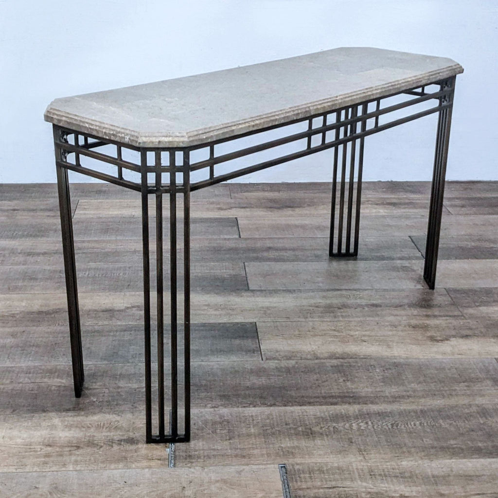 Metal Base Console Table with Stone Top