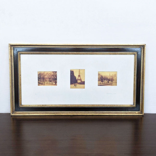 Framed Reperch prints featuring three vintage-style scenic images.