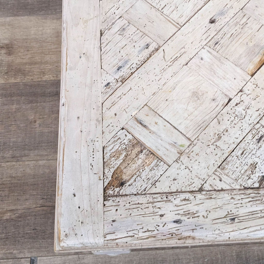 Side Table with Reclaimed Wood Parquet Top