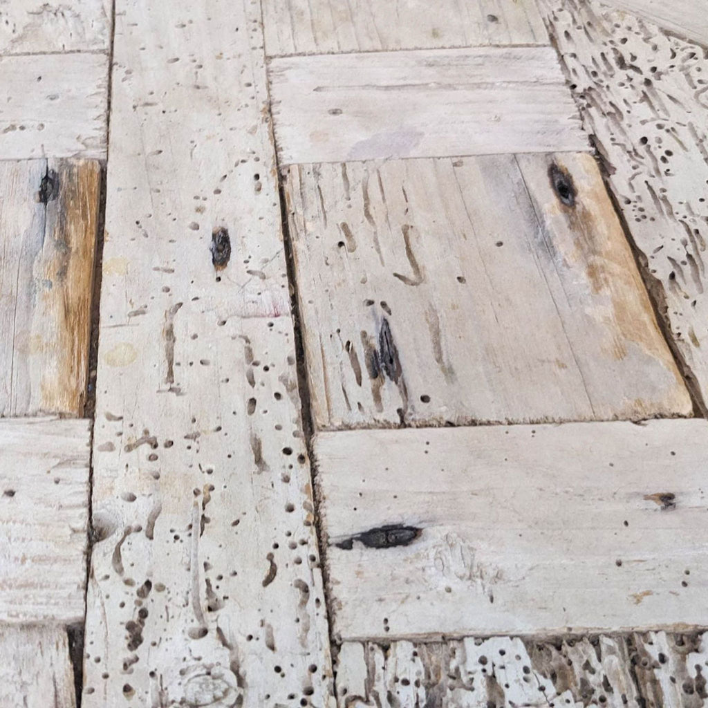 Side Table with Reclaimed Wood Parquet Top