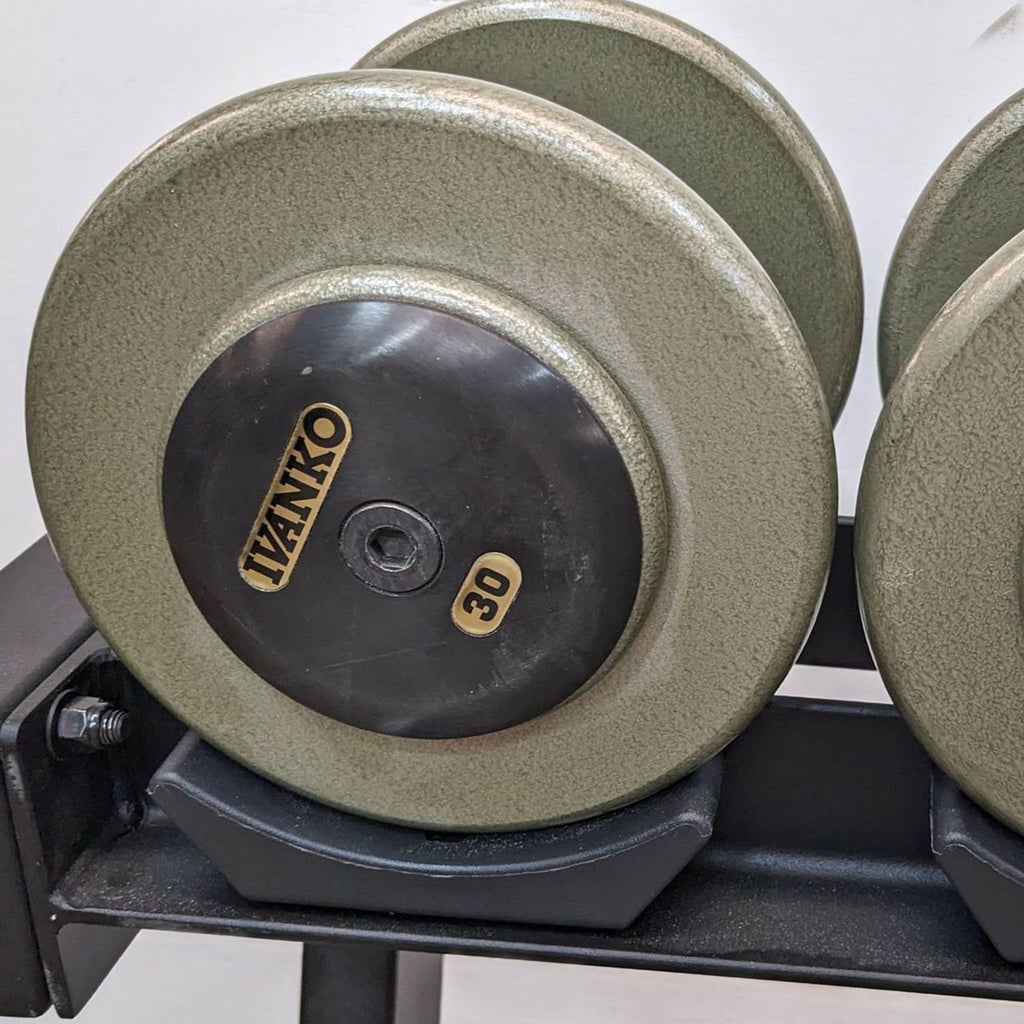 Ivanko RM/EP-1.5 Dumbbells sets 5-50 lbs set, 5-100 lbs and racks