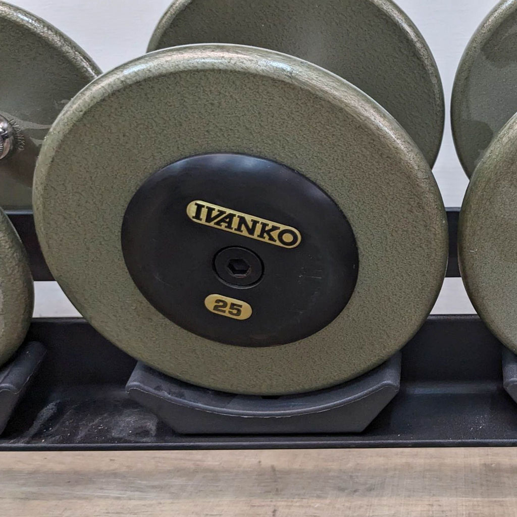 Ivanko RM/EP-1.5 Dumbbells sets 5-50 lbs set, 5-100 lbs and racks