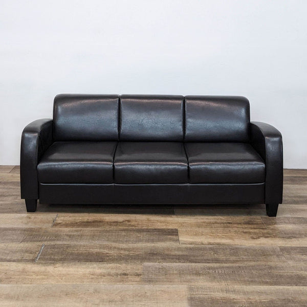 Contemporary brown leather-look 3-seat sofa by Reperch.
