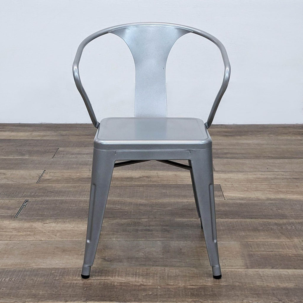Front view of Dimensions Tabouret metal dining chair with gunmetal finish.