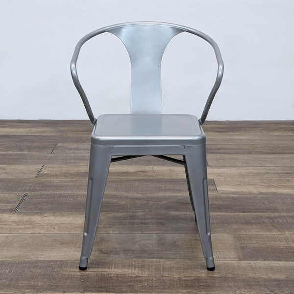 Front view of Dimensions Tabouret metal dining chair with gunmetal finish.