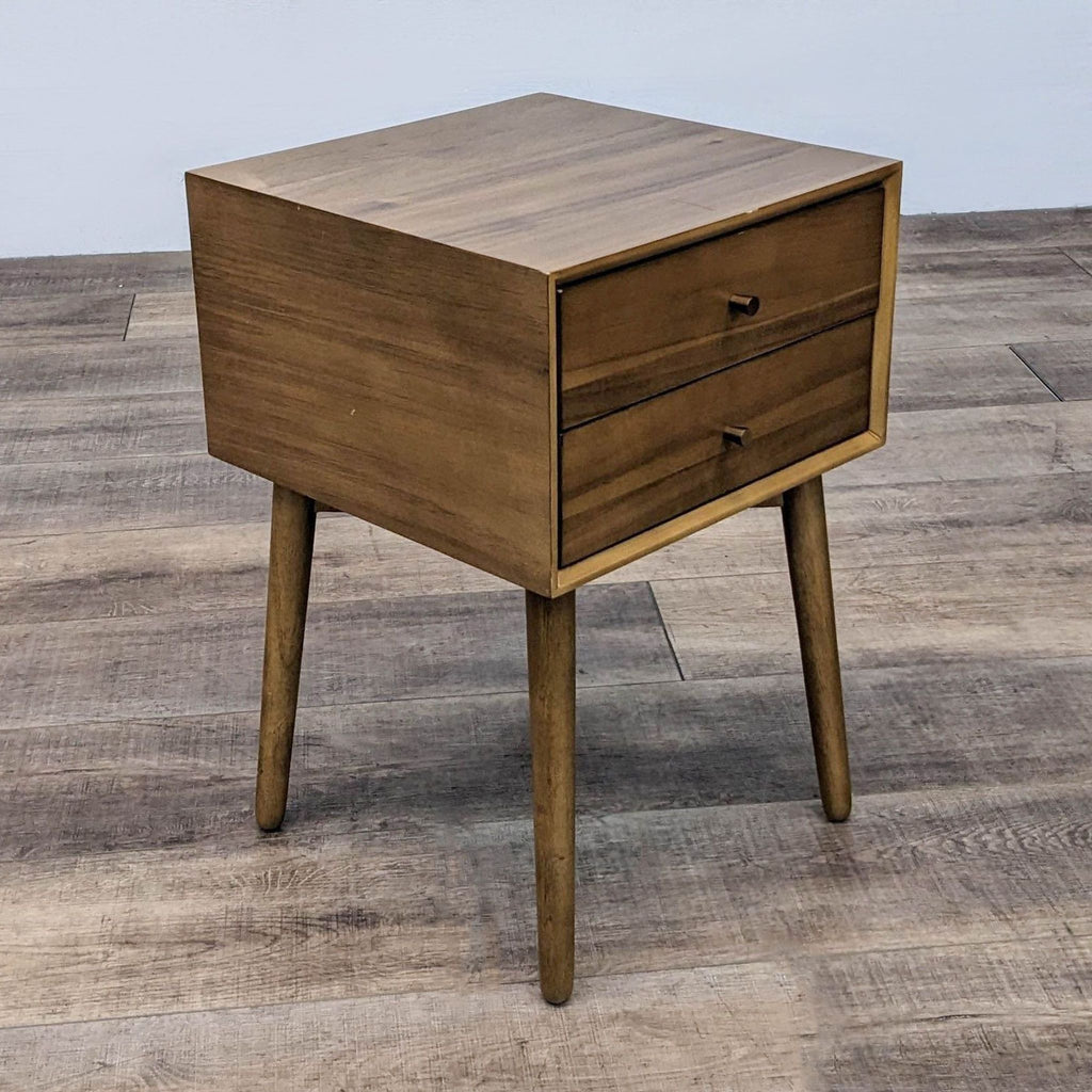 Two Drawer Mid-Century Nightstand