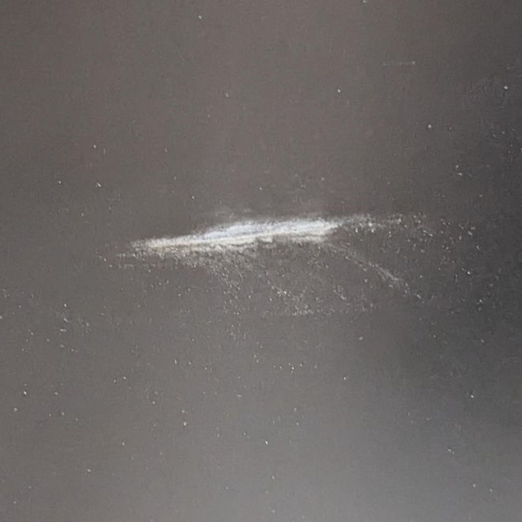 Close-up of a scuff mark on the Danby refrigerator's exterior surface.