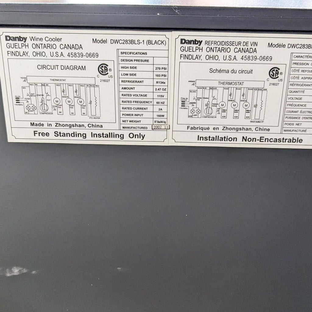 Danby Wind Fridge DWC283BLS -1