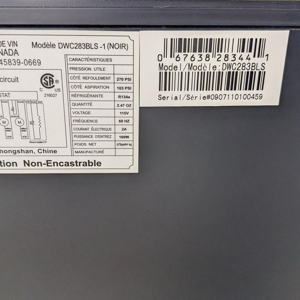 Danby Wind Fridge DWC283BLS -1