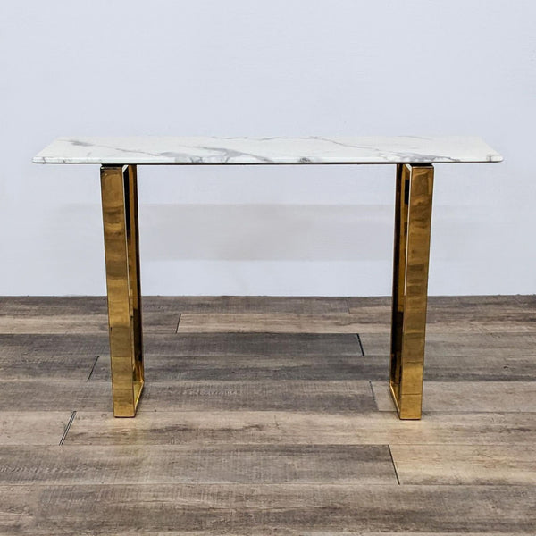 a vintage marble and brass console table.