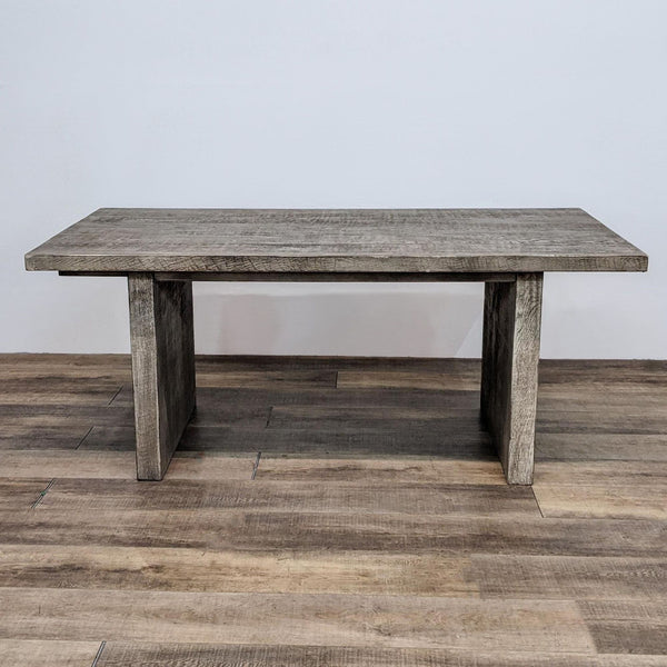Restoration Hardware dining table with distressed white oak. 
