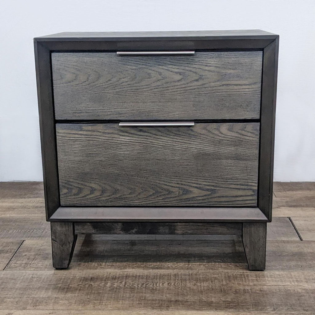 Crown Mark end table with closed drawers, featuring a sleek dark wood finish.